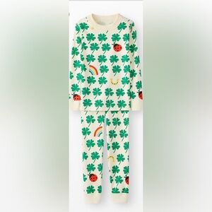 Shamrock Pajama Set with Rainbow and Ladybug